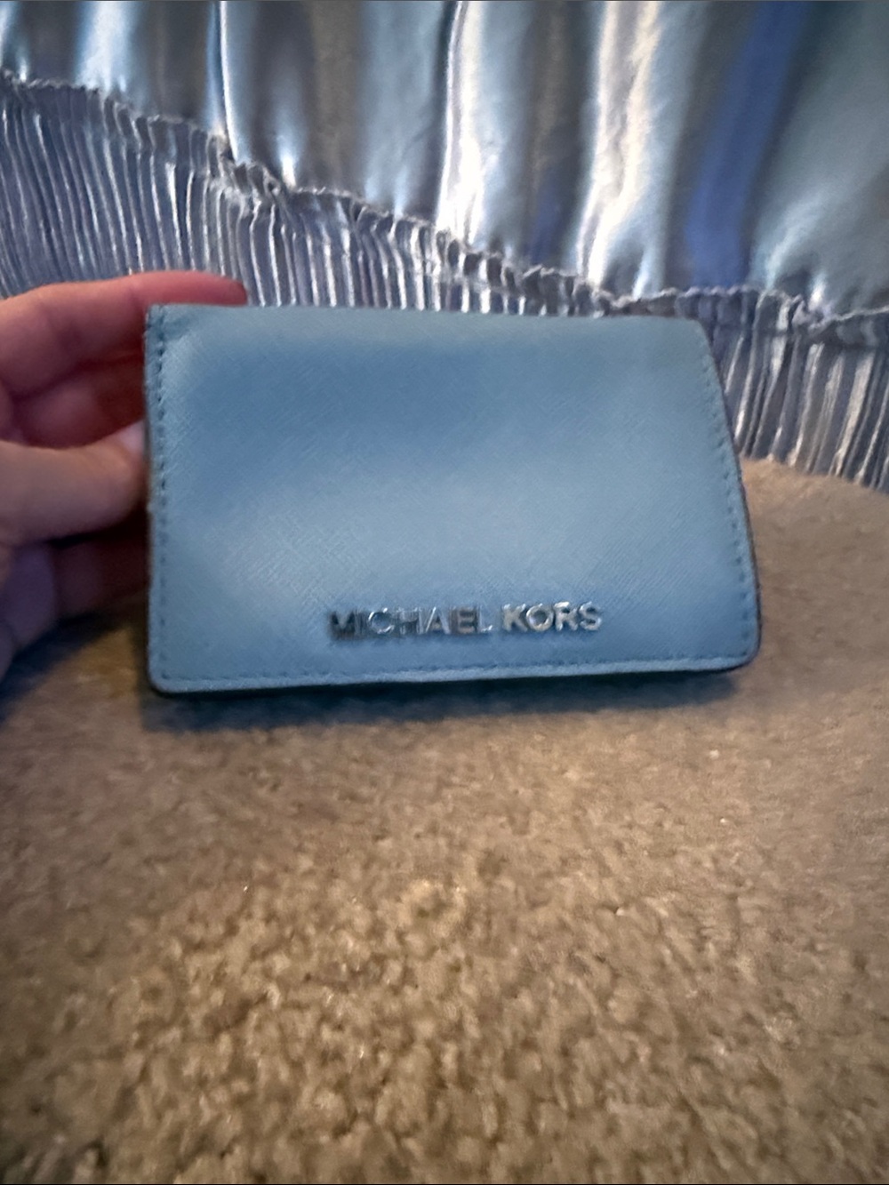 Michael Kors Light Blue Saffiano Card Holder